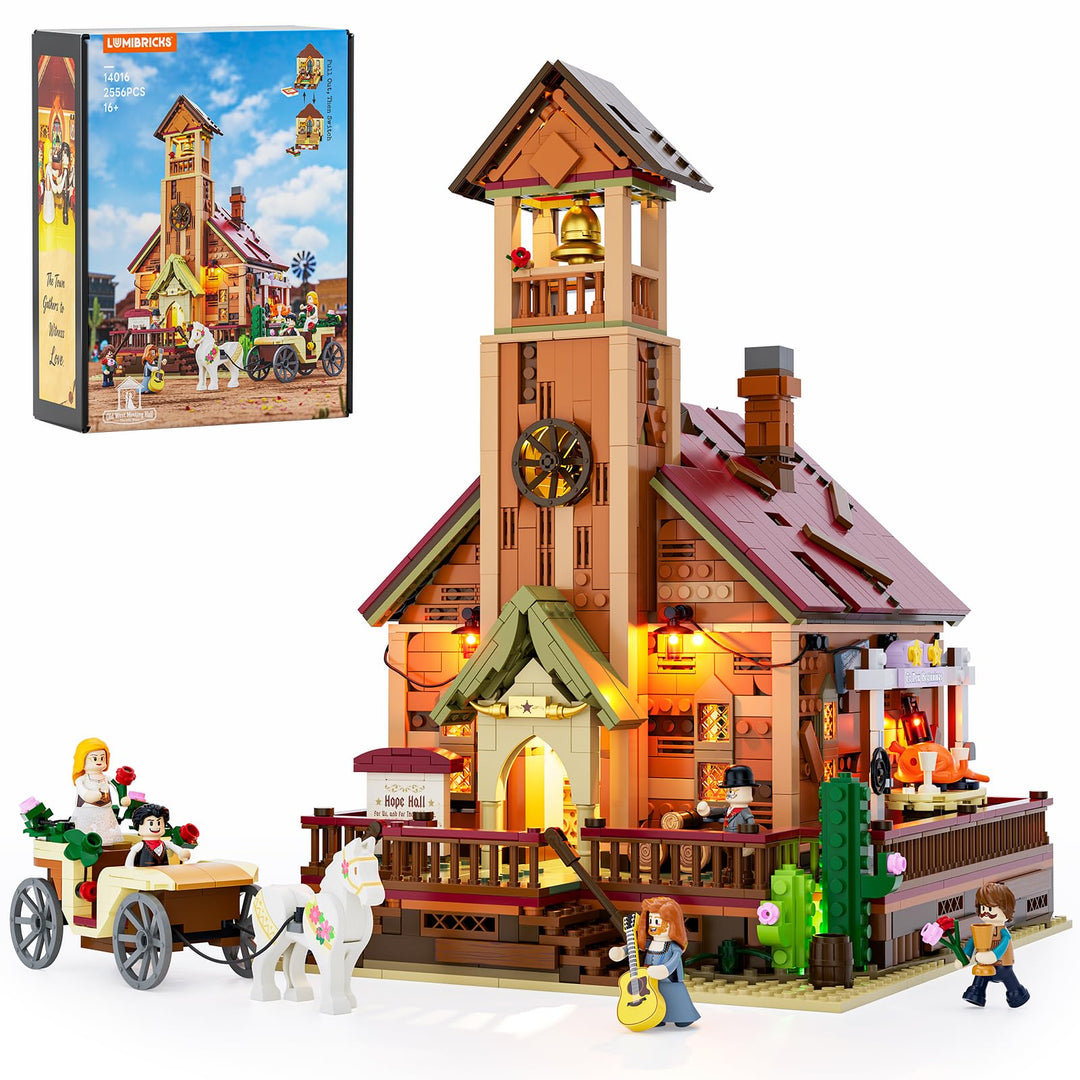 Lumibricks Old West Meeting Hall Beleuchtetes Klemmbaustein-Set, 2556 Teile kreatives BAU- und Lerns