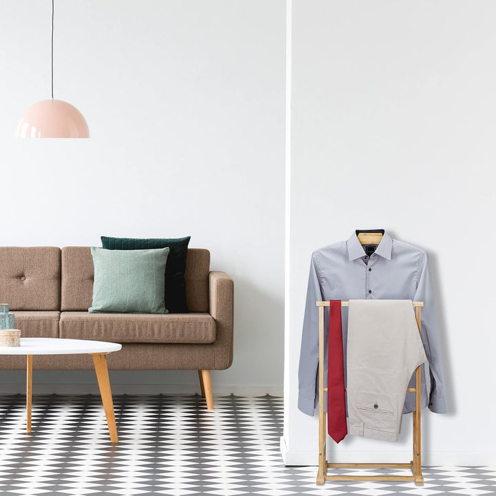 Relaxdays Herrendiener, Stummer Diener Bambus, Damen & Herren, Kleiderablage Schlafzimmer, HBT: 98,5