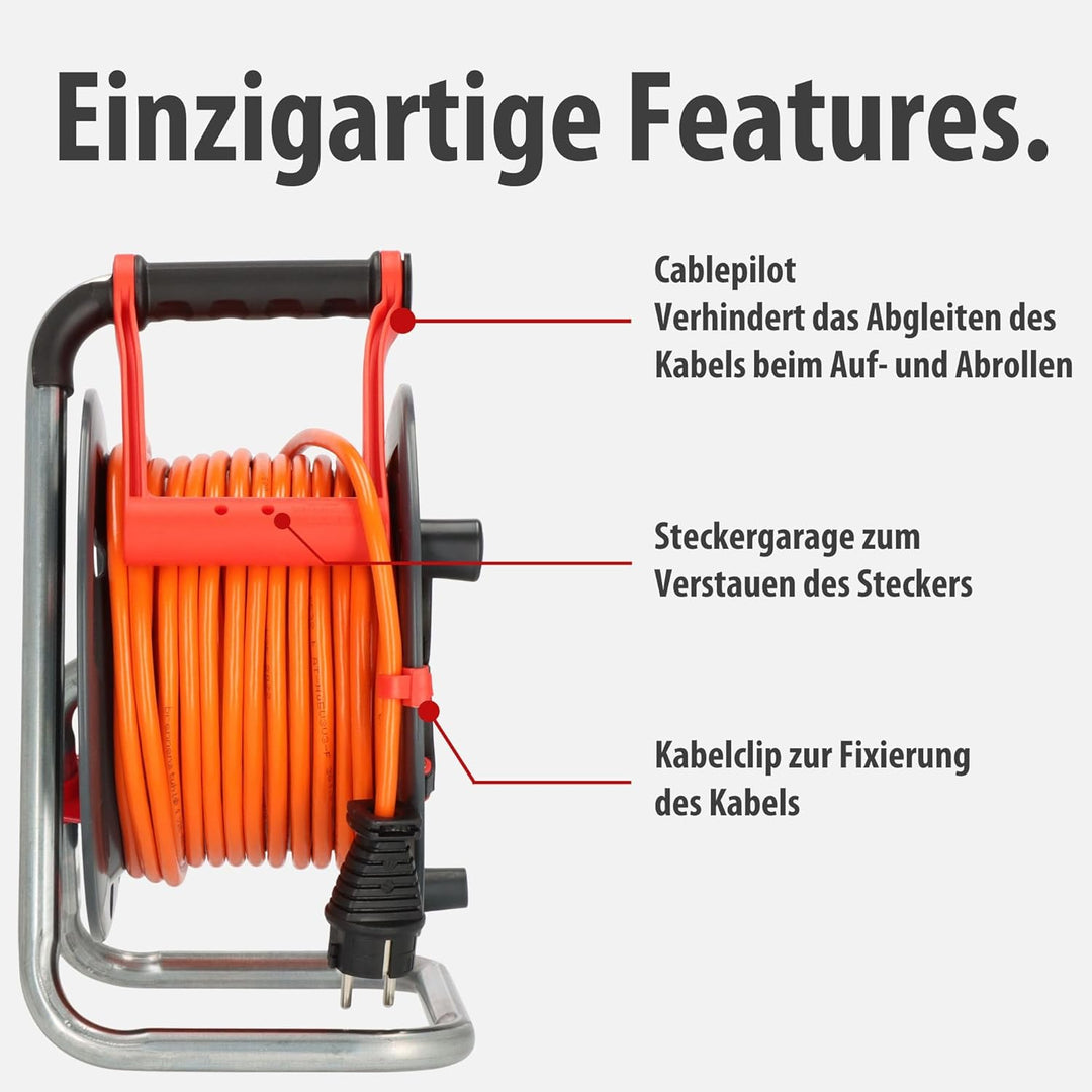 Brennenstuhl Garant V2 IP44 Kabeltrommel 40m outdoor (Made in Germany, Kabel in Signalfarbe orange,