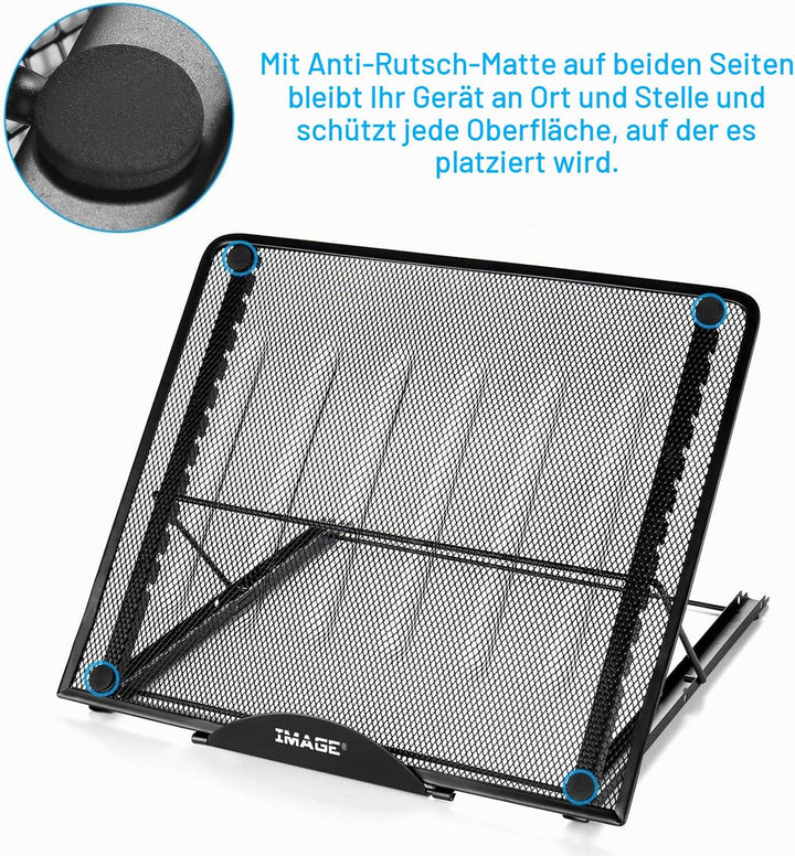 IMAGE Laptopständer Aluminium Notebook Ständer Multiwinkel verstellbare Halterung mit Gummipolster f