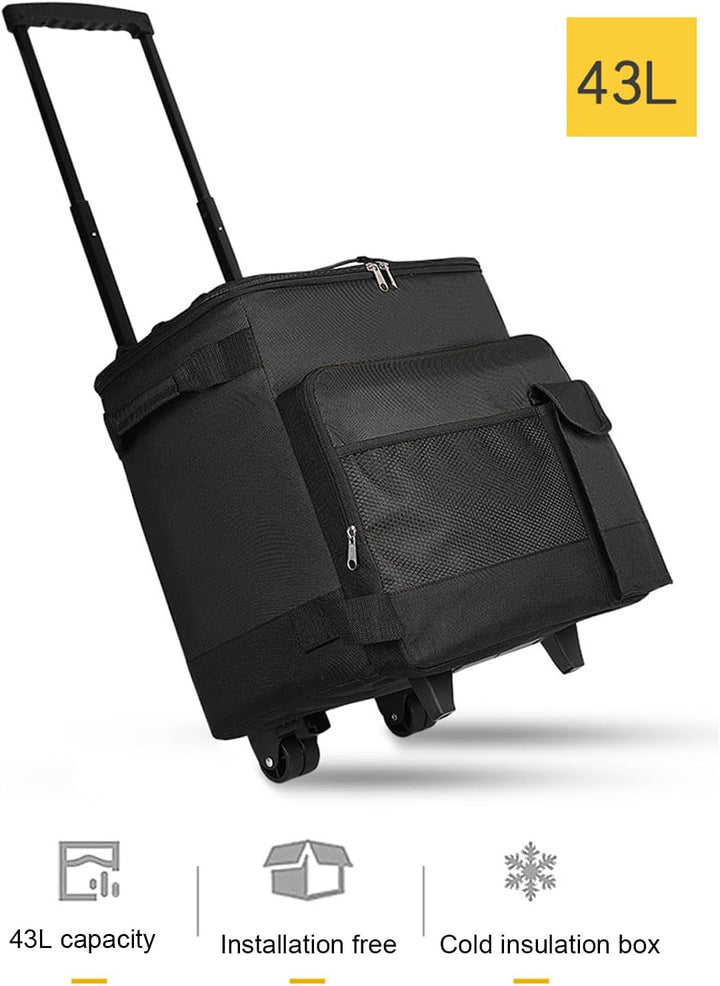 Rollender Kühlerer, 43L Isoliertasche Picknicktaschen, Wasserdichte Isolierte Kühltasche mit Griff u