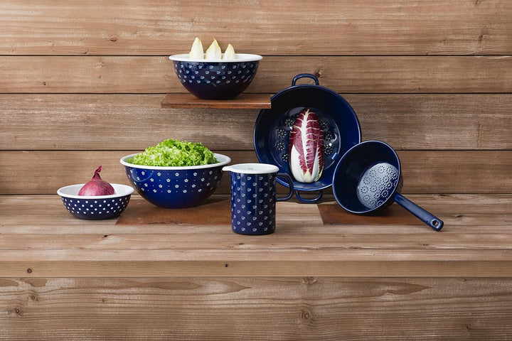 Riess, 0328-073, Gemüsesieb 26, COUNTRY - DIRNDL, Durchmesser 26 cm, Höhe 11,5 cm, Emaille, blümchen