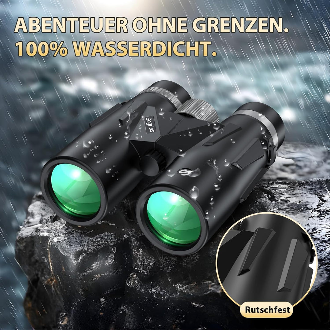 12x42 HD Fernglas für Erwachsene mit Telefonadapter, Stativ & Stativadapter - BAK4 Prisma, FMC-Objek