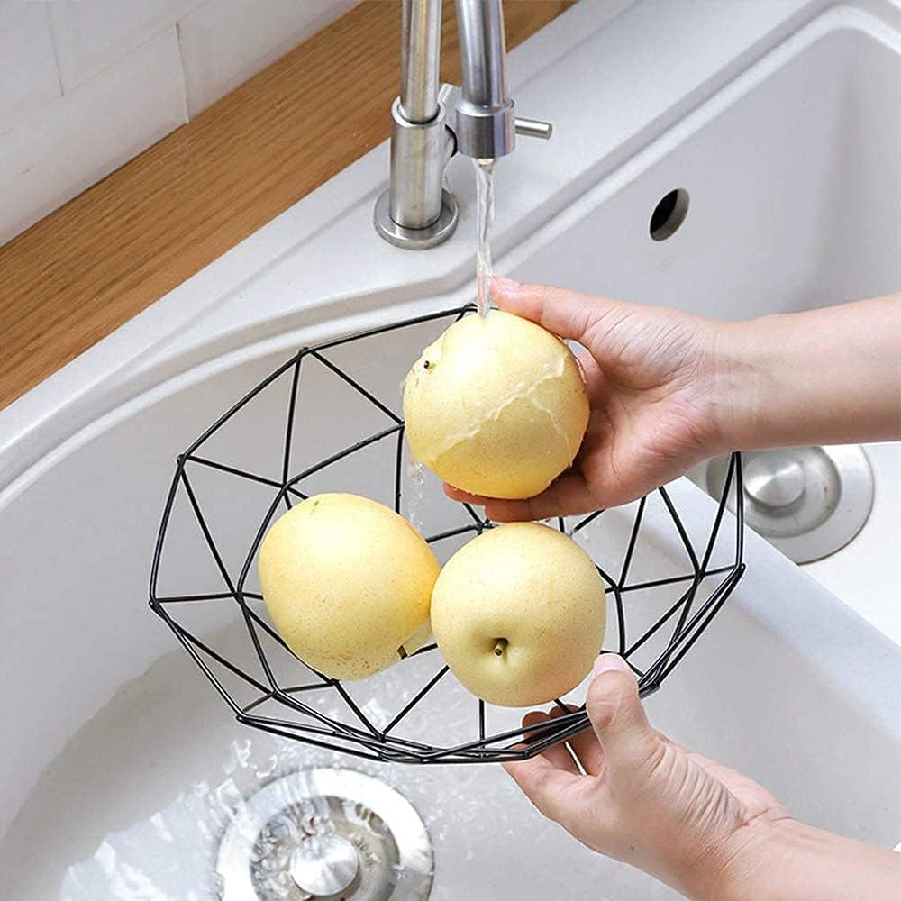 Obstschale Schwarz Rund Obstschalen, Moderne Obstschalen aus Metall, Modern Fruit Basket Bowl Obstau