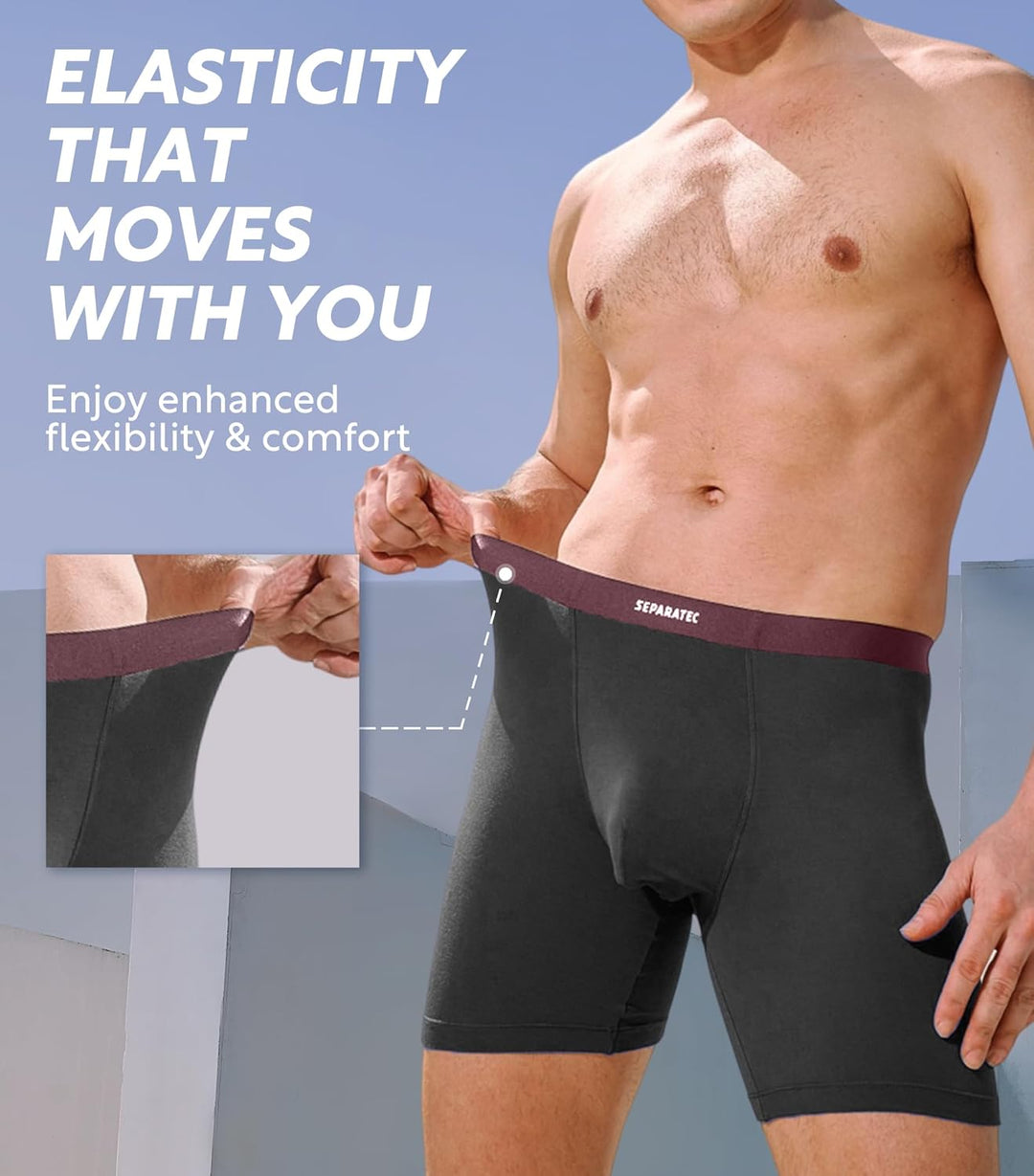Separatec Herren Boxershorts Bambus 4 Pack Unterwäsche Shorts Atmungsaktiv Bequem S Lange:schwarz*4,