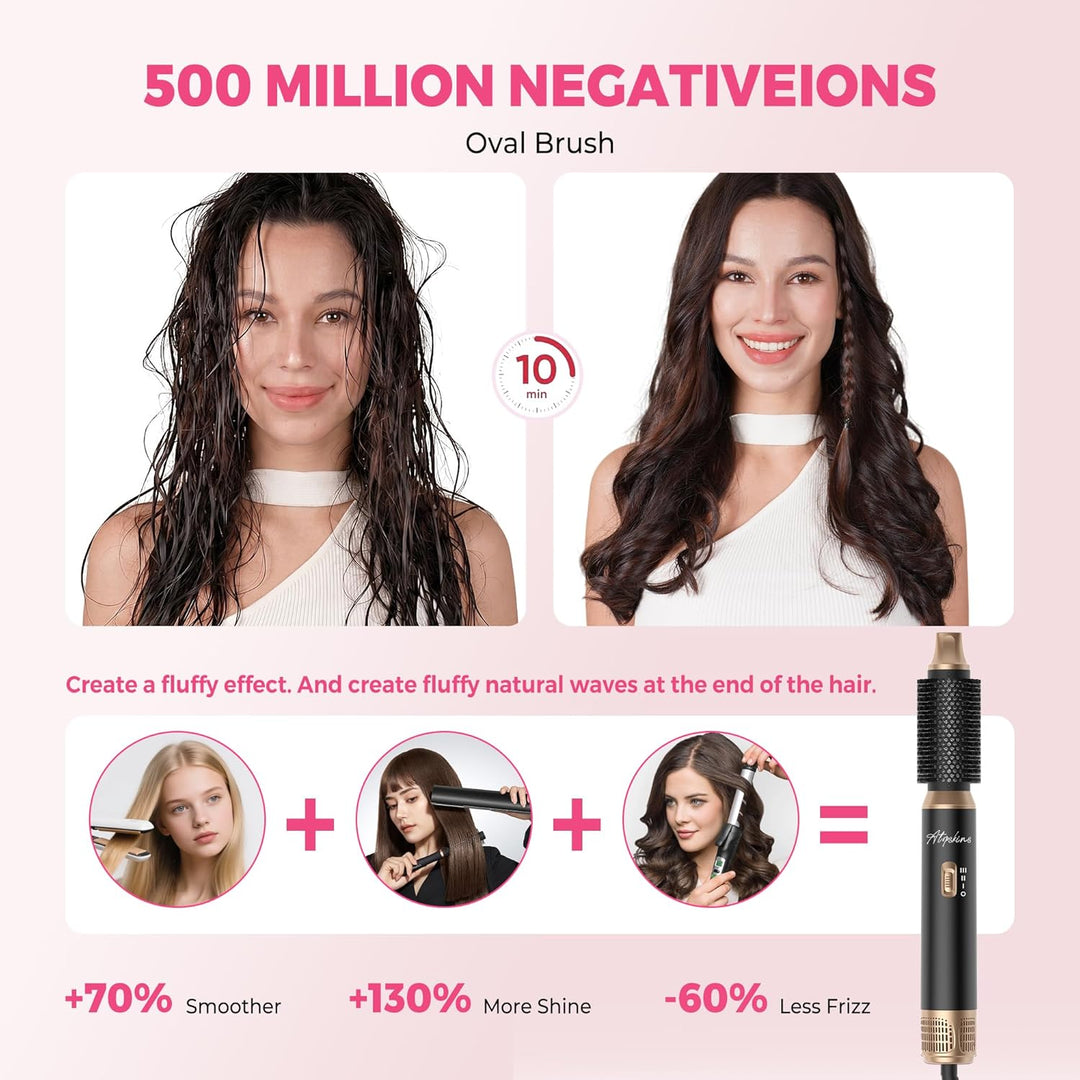 Atopskins 5 in 1 Hairstyler mit Lockenstab mit Luft Links/Rechts, 1000W Airstyler Hair Styler Set mi