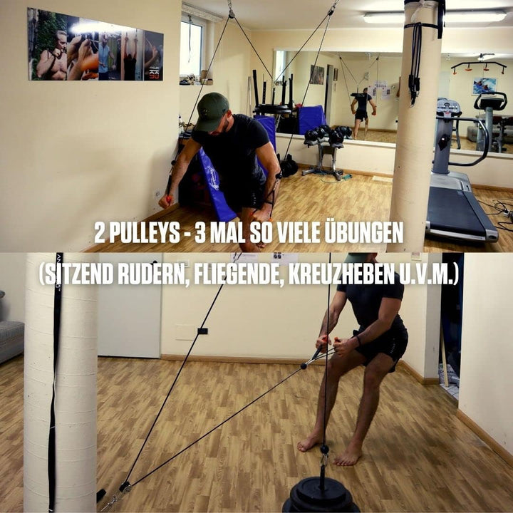 A90 Cable Pulley Set - Professionelles Kabelzug Trainingsgerät mit 2 Seilzug Kabel und multifunktion