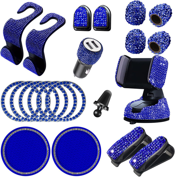 hifrom 20 Stück Bling Auto Zubehör Innenraum Frauen Glitzer, Bling Autozubehör Bling Car Accessories