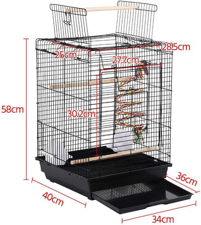 Yaheetech Vogelkäfig Transportkäfig Kanarien Grosssittich mit Freisitz und Spielzeuge