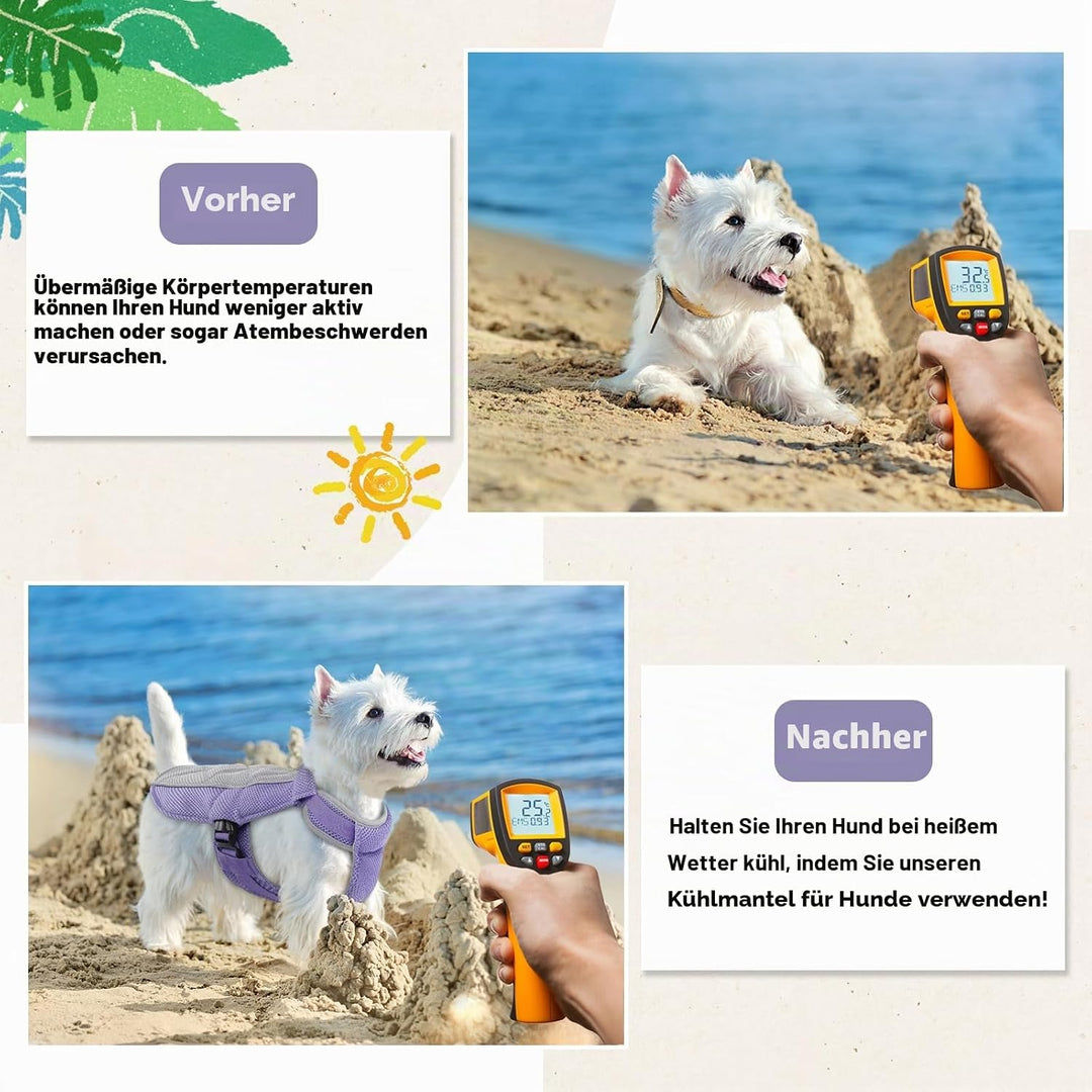Kühlweste Hund, Sommer Kühlgeschirr für Hunde mit D-Ringe, Sonnenschutz Hund Kühlmantel, Kühlendes H
