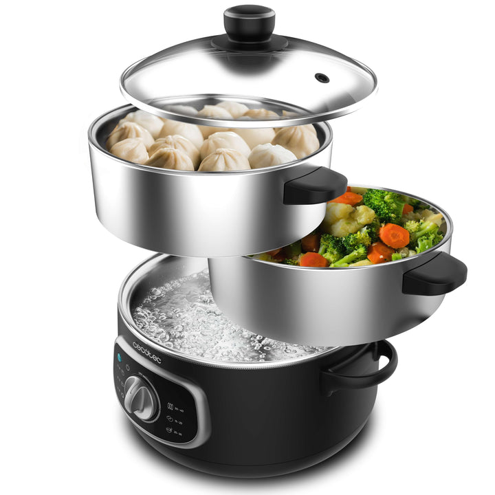 Cecotec Elektrischer Dampfgarer Vapovita Steelpot. Leistung 1300W, Edelstahlbehälter, 10L, einstellb