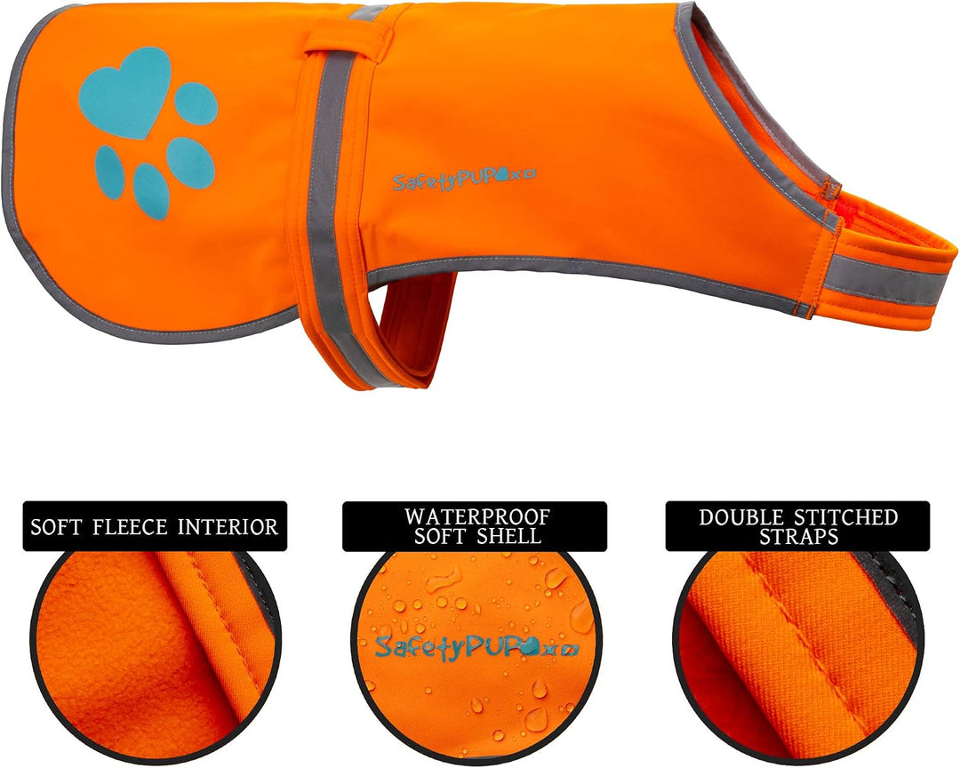 SafetyPUP XD Wasserdichte Hundeweste aus weichem Material, hohe Sichtbarkeit, ideal in kühleren Klim