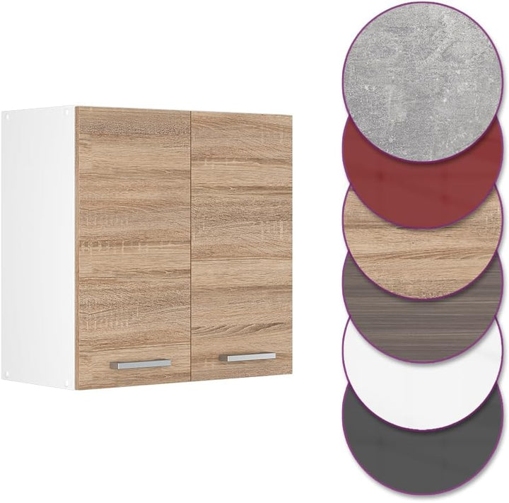 Vicco Hängeschrank R-Line, Sonoma/Weiss, 60 cm Sonoma Hängeschrank 60cm, Sonoma Hängeschrank 60cm