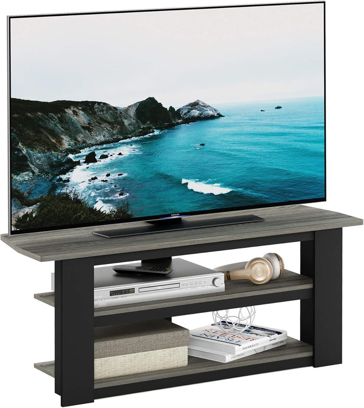 Furinno Parsons TV-Unterhaltungszentrum mit 3 Ebenen, holz, Eiche Grau/Schwarz, 34.04 x 34.04 x 41.9