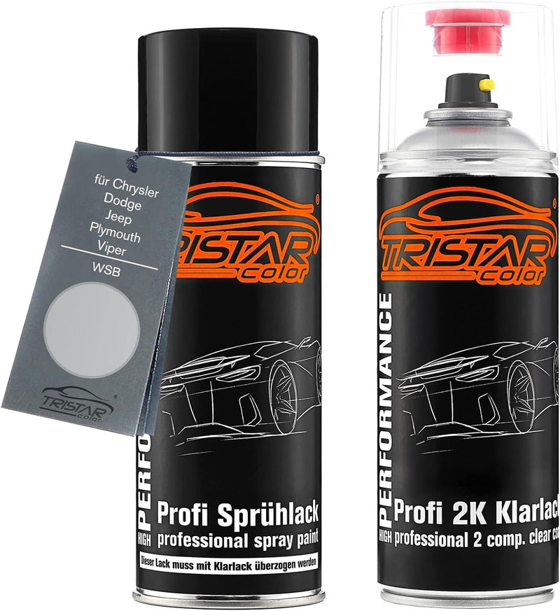 TRISTARcolor Autolack 2K Spraydosen Set für Chrysler/Dodge/Jeep/Plymouth/Viper WSB Bright Silver Met