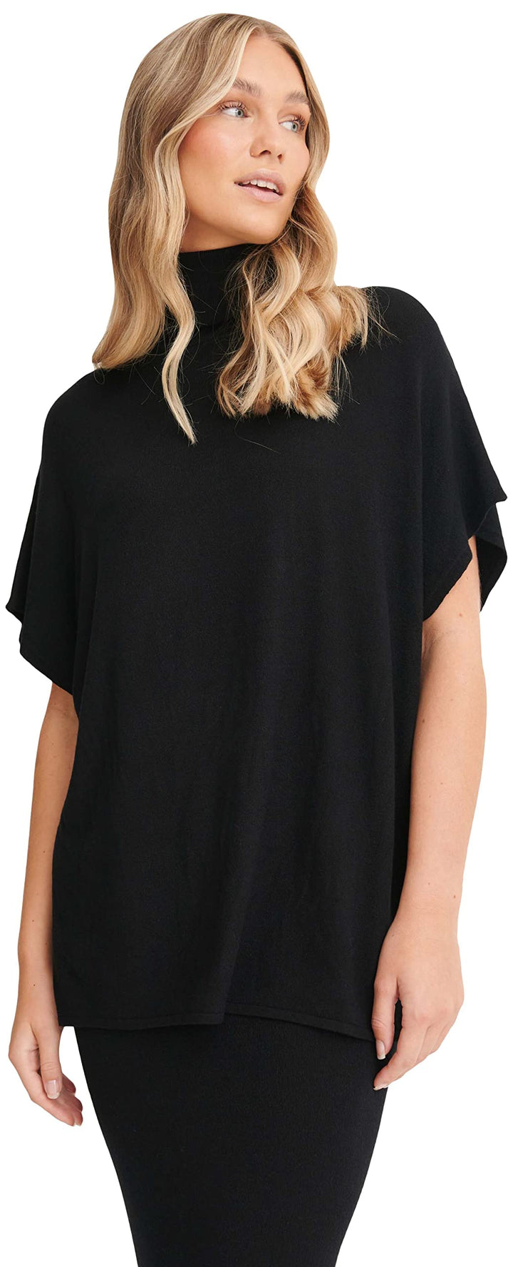 NA-KD Damen Polo Neck Knitted Top Polohemd S Schwarz, S Schwarz
