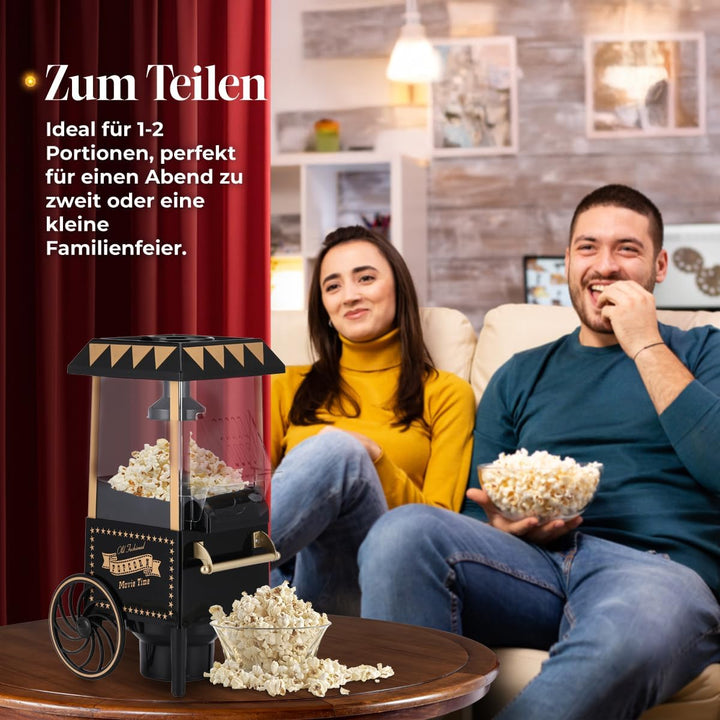 NK Popcornmaschine Retro 1.200W Heissluft – Popcorn Maker Ohne Öl, 0.3L Klein und Kompakt, Schnelle
