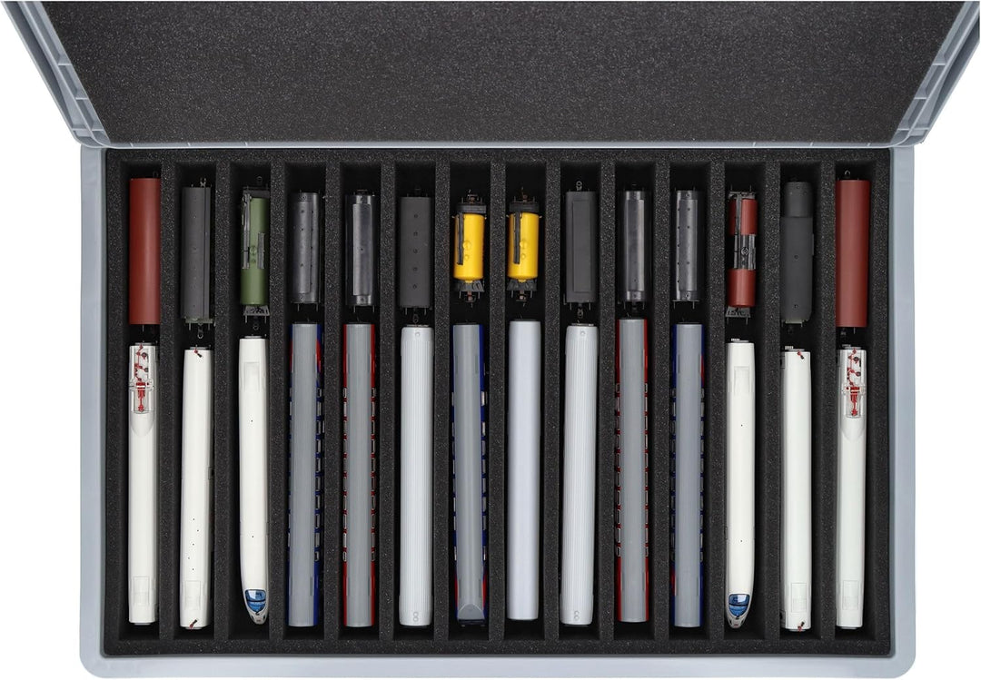 Feldherr Eurobox 60 x 40 cm Set für Modelleisenbahnen - Spur TT - 14 Fächer - Schaumstoffeinlage für