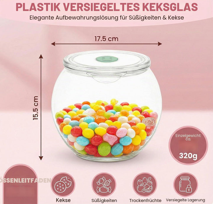 Keksdose mit Deckel,Candy bar zubehör,Süssigkeiten glas,Bonbonglas,PET transparent,Vorratsdose für K