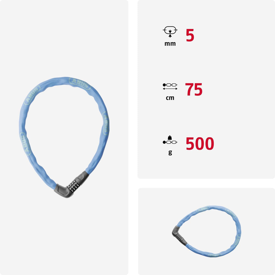 ABUS Kettenschloss Steel-O-Chain 5805C – Zahlenschloss aus 5 mm starken Stahlkette – ABUS-Sicherheit