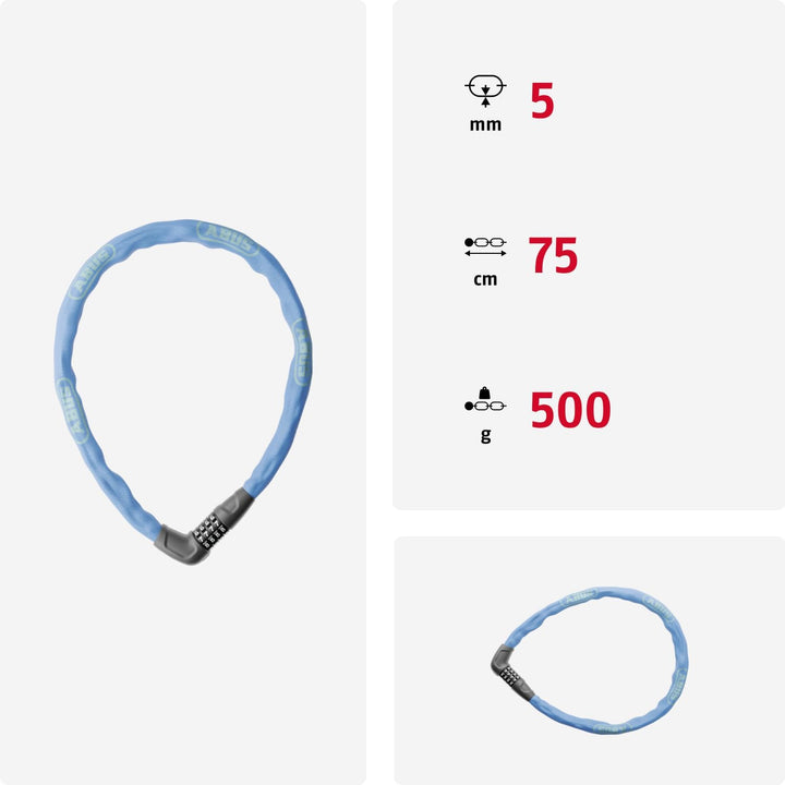 ABUS Kettenschloss Steel-O-Chain 5805C – Zahlenschloss aus 5 mm starken Stahlkette – ABUS-Sicherheit