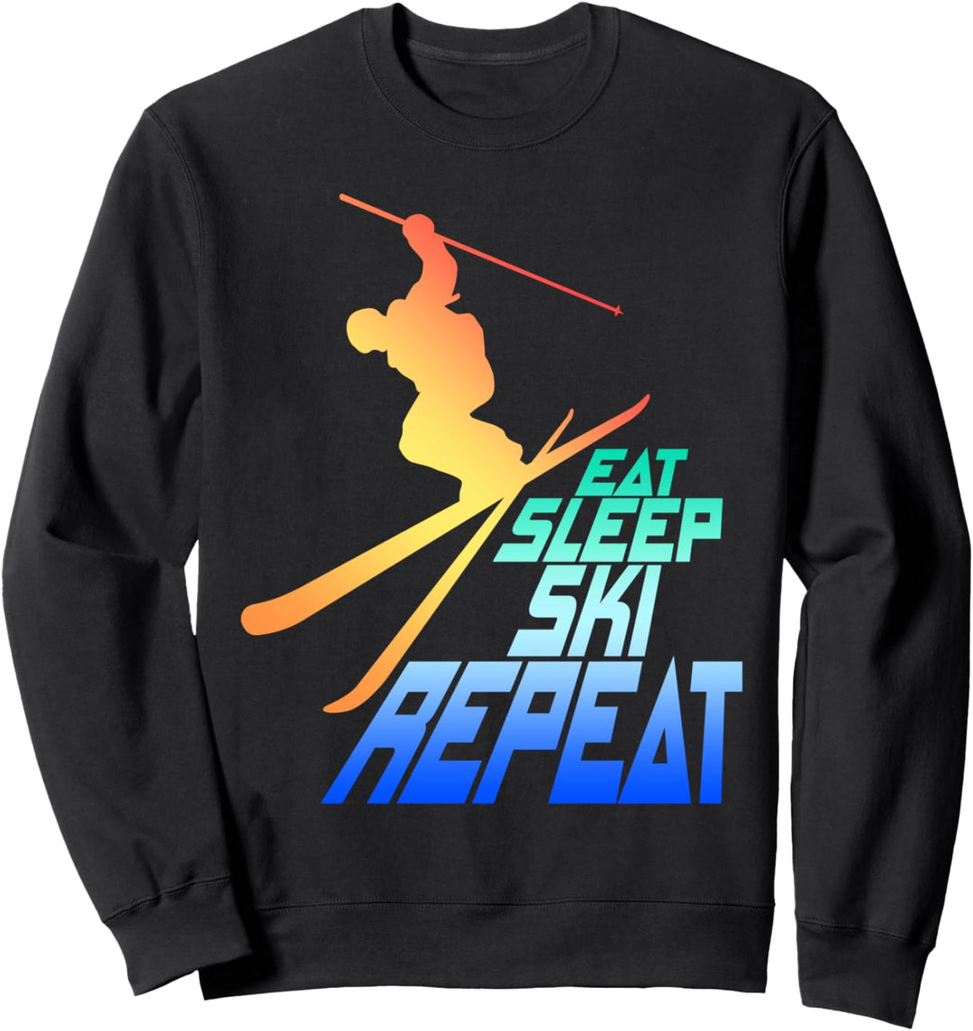 Eat Sleep Ski Repeat, Skifahren, Herren Damen Kinder Winter Skifahrer Sweatshirt