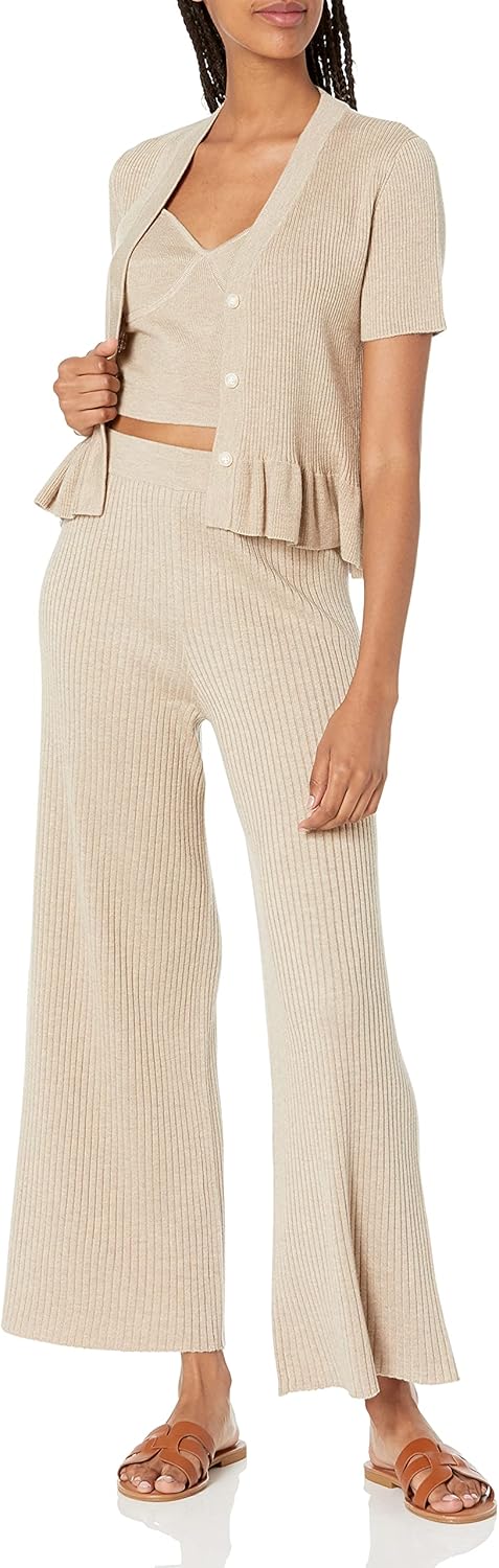 The Drop Damen Pants Catalina Pull-on Rib Sweater Pant XL Braun Meliert, XL Braun Meliert