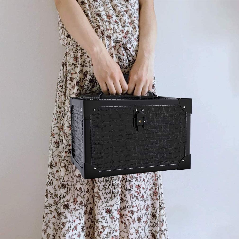 ANGNYA Kosmetikkoffer mit Spiegel Schminkkoffer Beauty Case 2 Ebenen mit Schlüssel elegant und klass