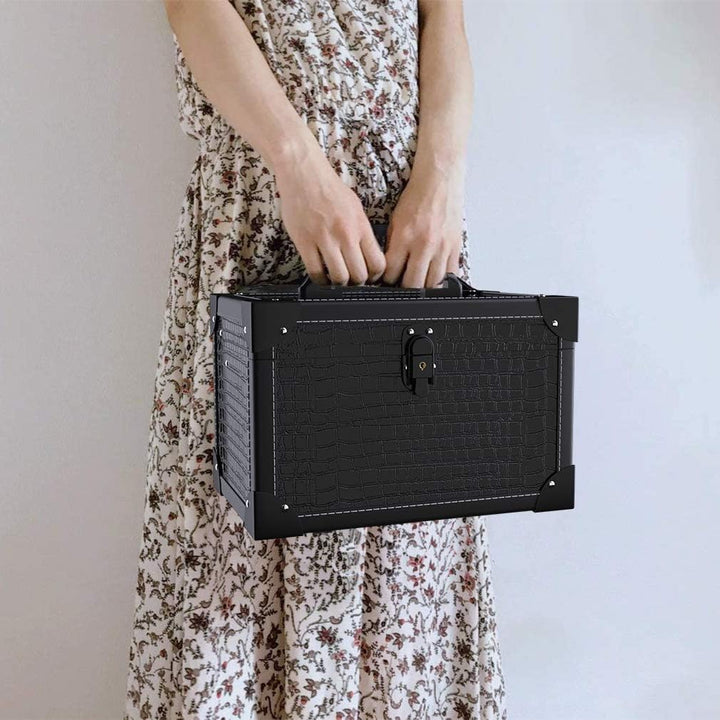 ANGNYA Kosmetikkoffer mit Spiegel Schminkkoffer Beauty Case 2 Ebenen mit Schlüssel elegant und klass