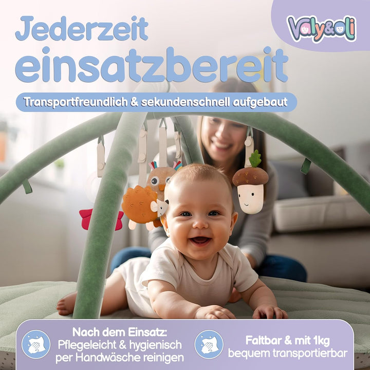 Valy&Oli® Spielbogen Baby XXL - Extra Weiche Spieldecke Baby inkl. 5 Höhenverstellbaren Sensorischen