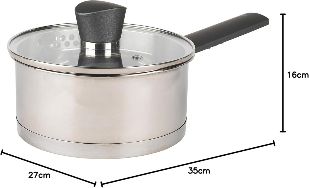 Russell Hobbs Kochtopf Klein 16cm, Edelstahl Topf 1.5L mit Glasdeckel, Induktionsgeeigneter Stieltop
