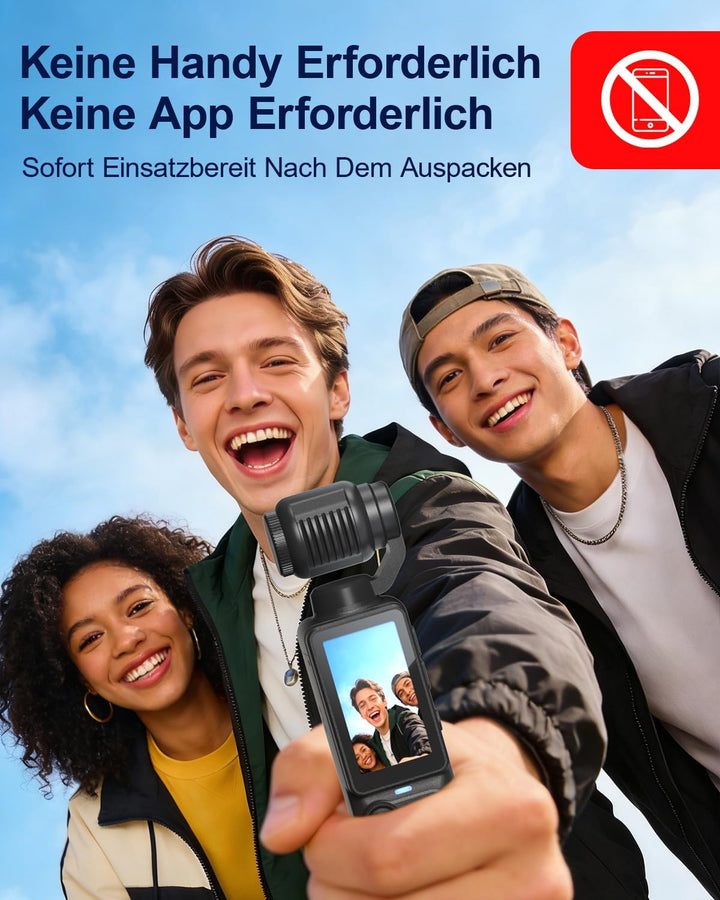 W & O 2,5K Vlog Kamera mit 180° Drehbarer Objektiv,Taschen Körperkamera Bodycam mit Audio&Video Aufn