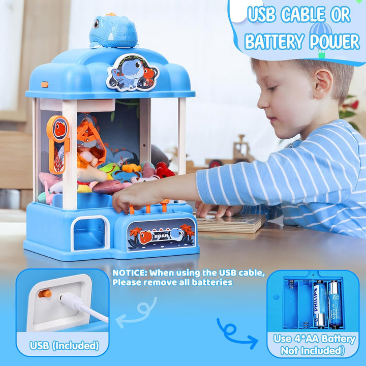 CWLAKON Greifautomat Kinder Jungen Dinosaurier Spielzeug, Candy Grabber Claw-Maschine mit Sound & 20
