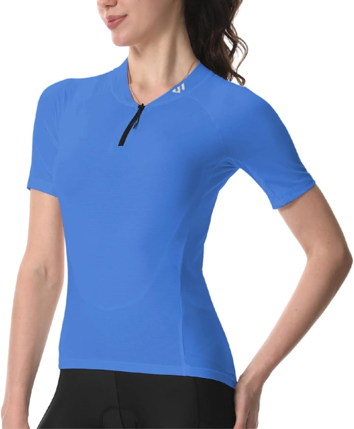 Wulibike Radtrikot Damen Halbe ReissVerschluss Fahrradshirt Mountainbike Fahrradtrikot Atmungsaktiv