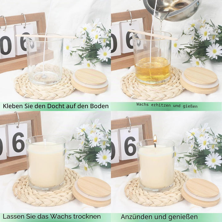 MILIVIXAY 20 Stück klare, dicke Glas-Kerzengläser mit Deckel, leere Kerzengläser für die Herstellung