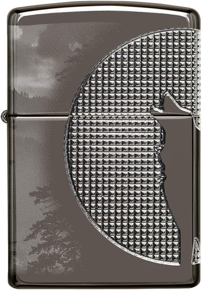 Zippo Wolf Feuerzeuge Armor Black Ice Wolf Moon Design, Armor Black Ice Wolf Moon Design