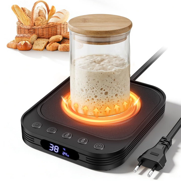 MQUPIN Sauerteig Starter Wärmer, 21-38°C Präzise 1°C Thermostat Sauerteigwärmer, Warmhalteplatte für