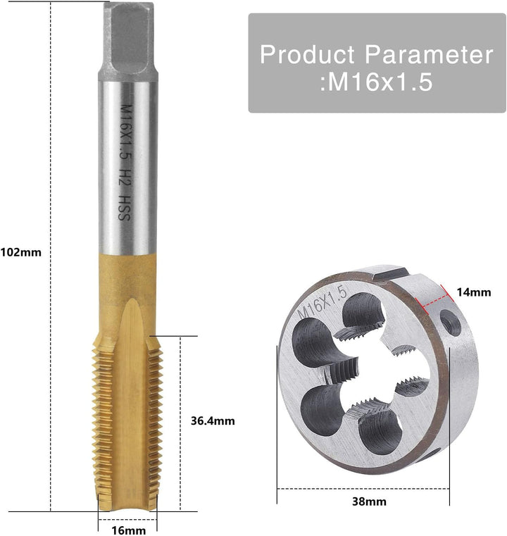 BIGP Gewindebohrer M16 X 1.5, Metrisch Gewindeschneid und Gewindeschneideisen, HSS Gewindebohrer und