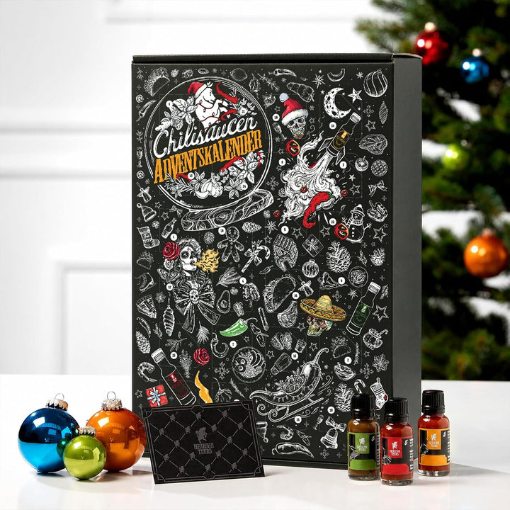 Mexican Tears - Scharfe Sauce Adventskalender mit 24 unterschiedlichen Chilisaucen in wiederverschli