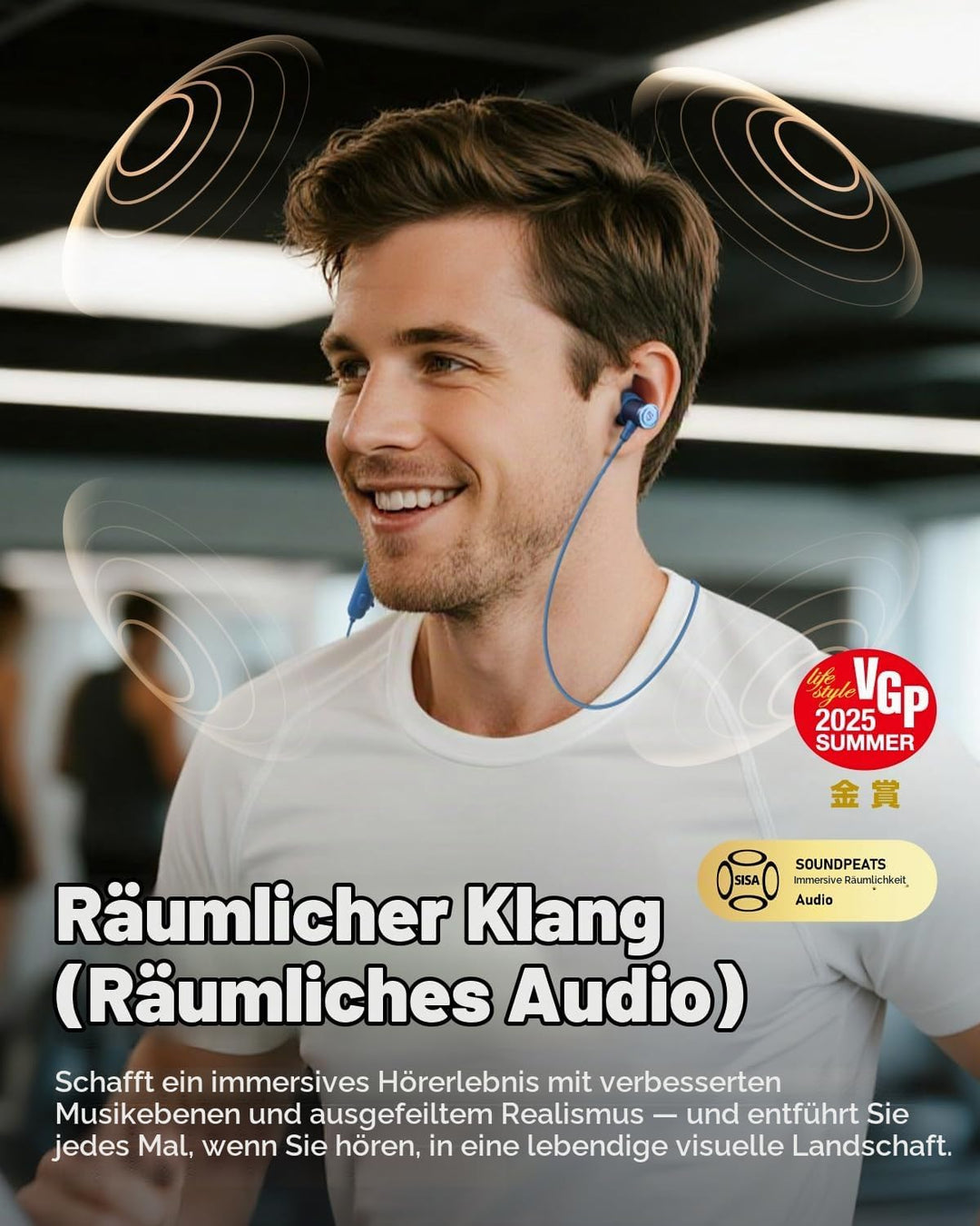 SoundPEATS Q40HD In-Ear Sport-Kopfhörer mit Nackenband, Bluetooth 6.0, LDAC Hi-Res Audio, Dynamische