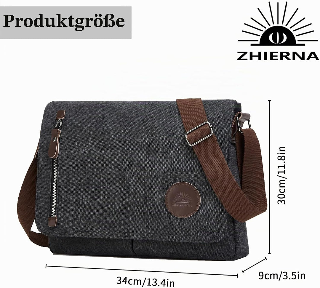 ZHIERNA Umhängetasche Herren für Herren und Damen, Canvas Messenger Bag, Vintage schultertasche für