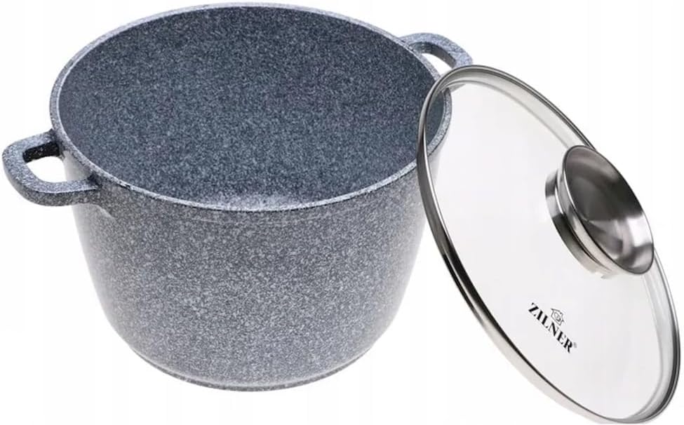 Topf 6,2 L - Robuster Kochtopf mit Deckel mit Aroma-Knopf - Marmorbeschichtung und Keramikbeschichtu