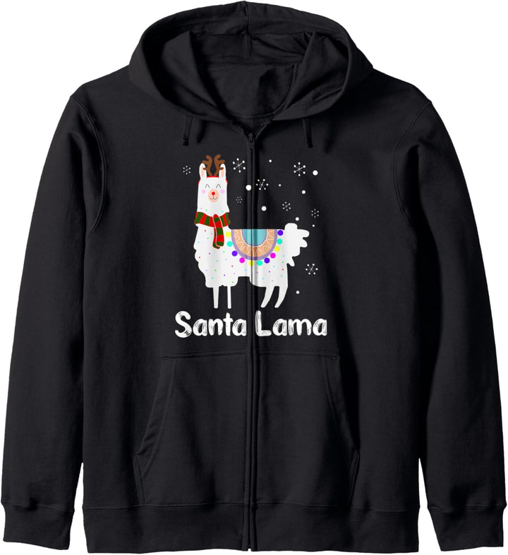 Lama Alpaka Weihnachten Geschenk Damen Santa Lama Kapuzenjacke
