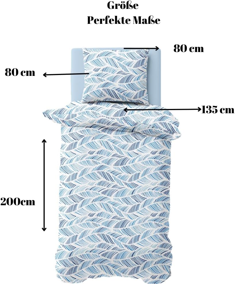 Nautica Home Wave Bettwäsche-Set, Bettbezug-Set Set 100% Baumwolle Ranforce Reissverschluss YKK 135X