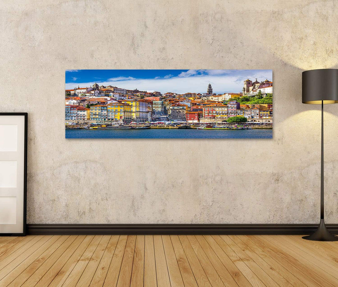 Bild Bilder auf Leinwand Altstadtsilhouette von der Anderen Seite des Douro in Porto Portugal Wandbi