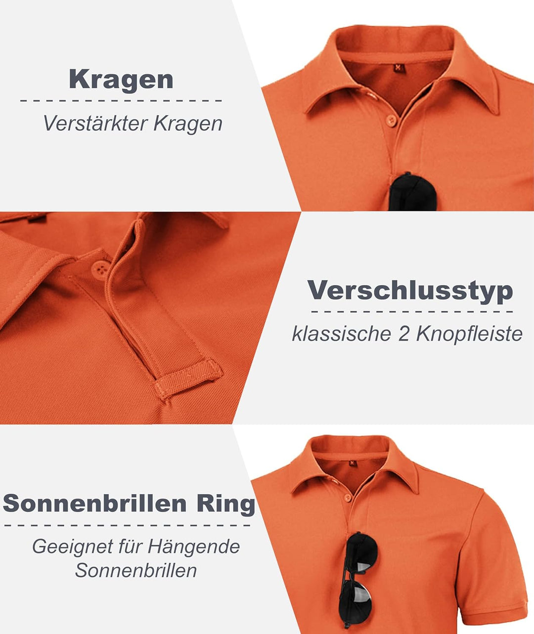 igeekwell Poloshirt Herren Kurzarm Atmungsaktives Golf-Polo-Hemd Summer Poloshirts Männer mit Brille