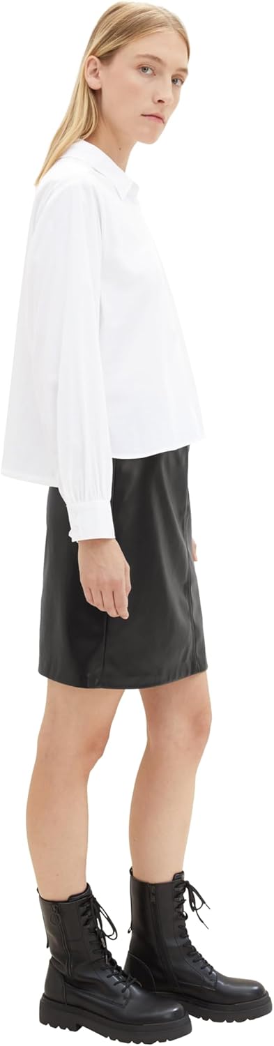 TOM TAILOR Damen Fake-Leder Mini Rock 40 14482 - Deep Black, 40 14482 - Deep Black