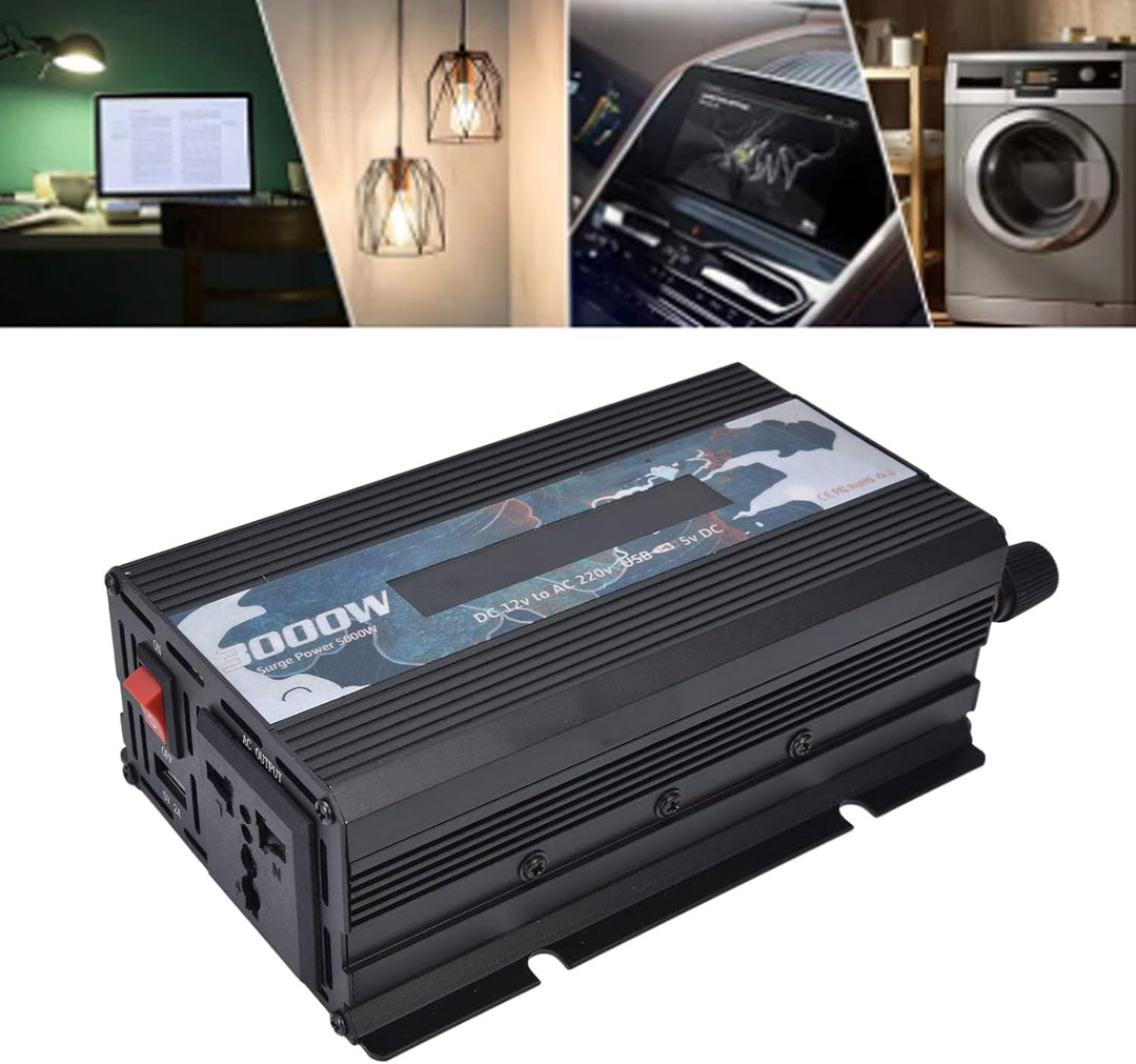 3000 W Reiner Sinus-Wechselrichter DC 12 V auf AC 220 V Multifunktionaler Batteriekonverter für Zuha