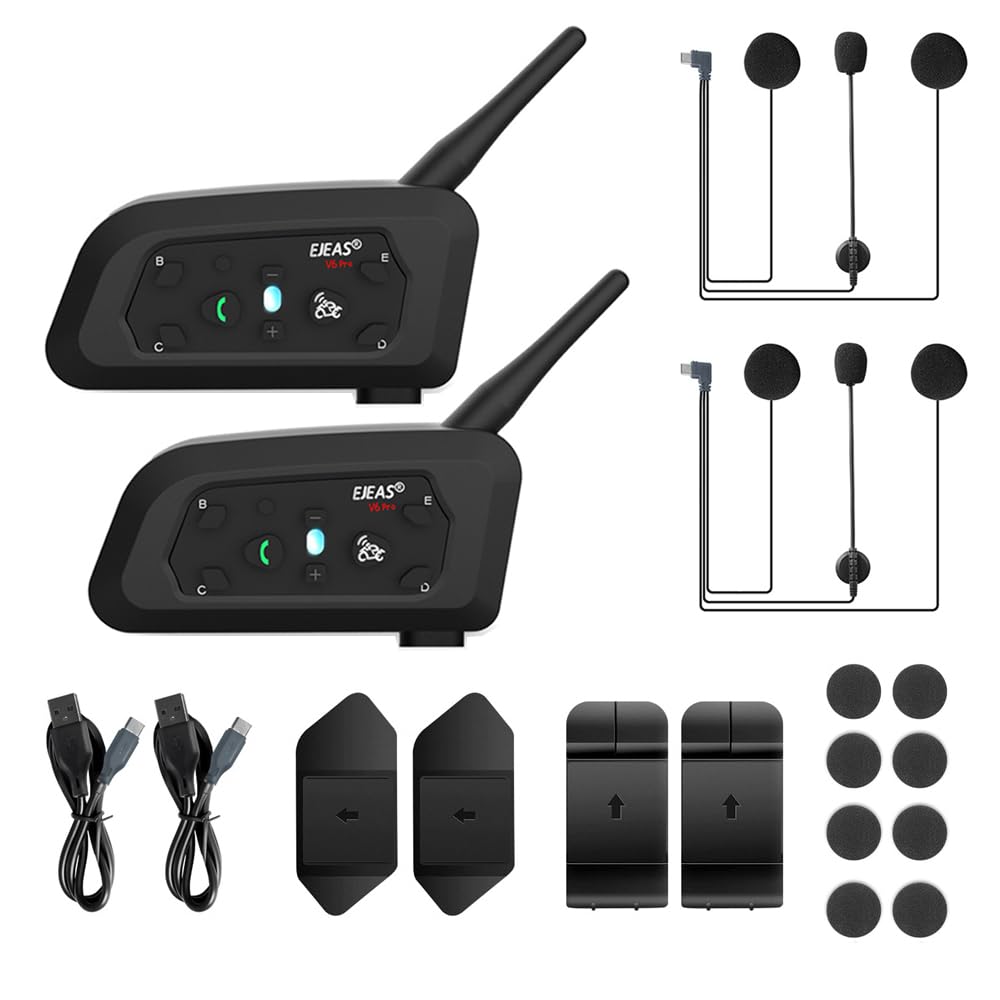 Qaurora V6 BT Interphone 1200M Bluetooth Motorrad Motorrad Helm Gegensprechanlage Headset mit Duplex