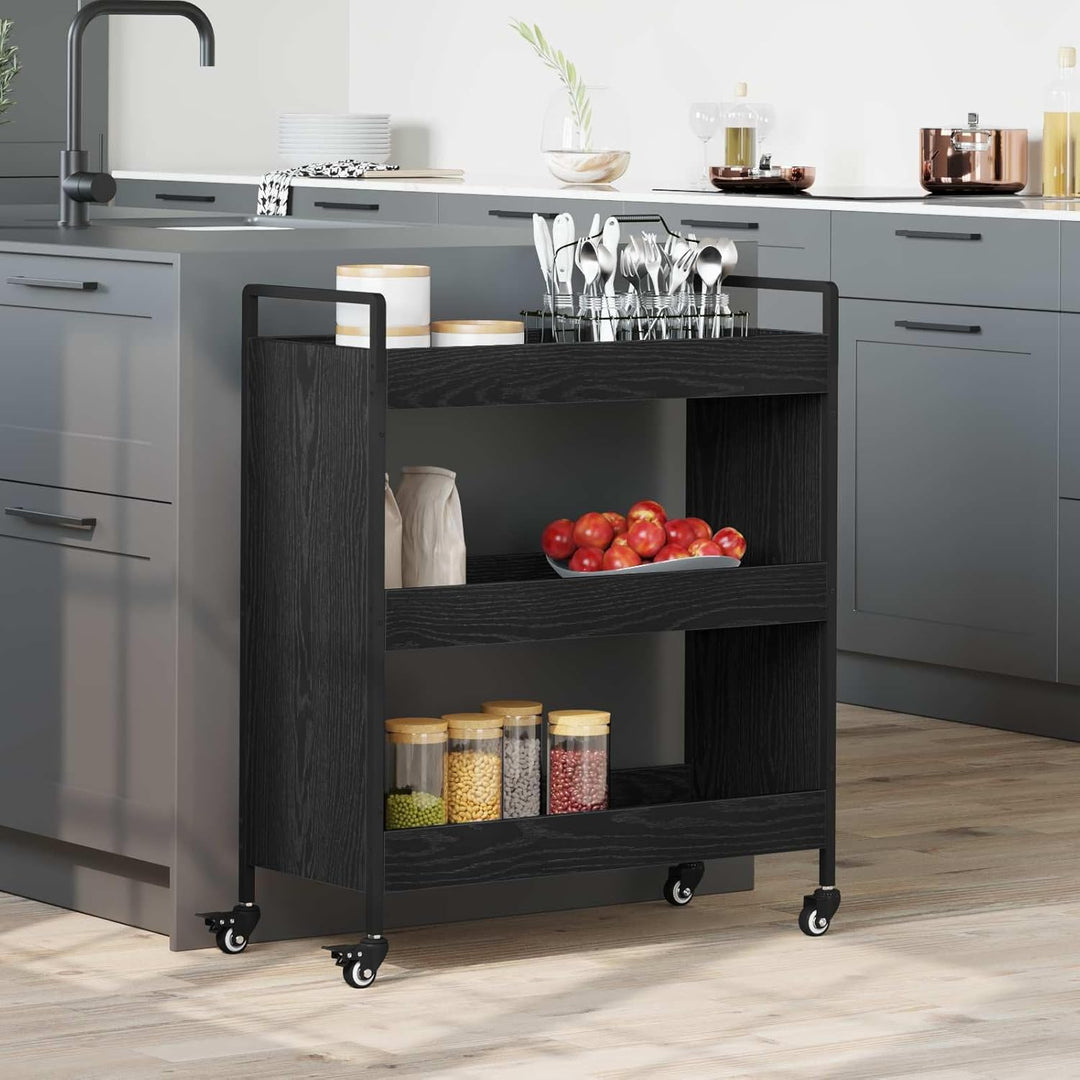 vidaXL Küchentrolley Schwarze Eiche 70 x 30 x 82 cm Holzwerkstoff Schwarz Eichen-optik, Schwarz Eich